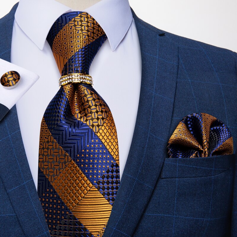 Orange Und Blau Karierte Krawatte