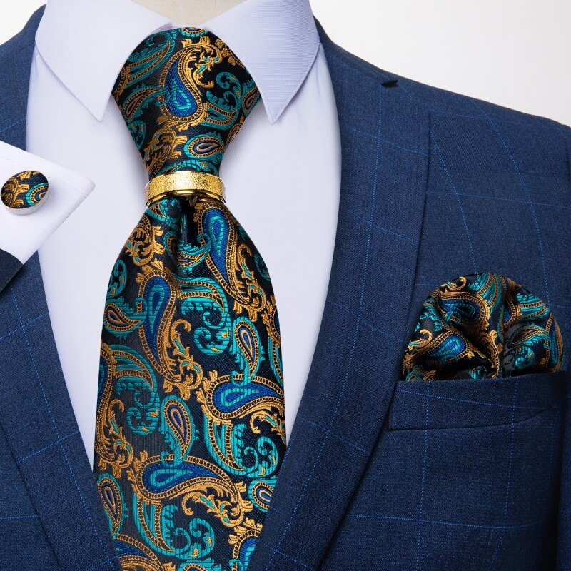 Krawatte Paisley Blau, Marineblau Und Orange