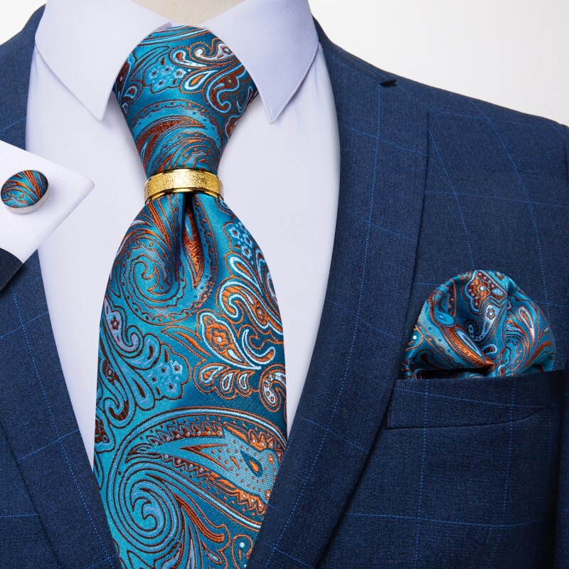 Krawatte Paisley Blau Und Orange