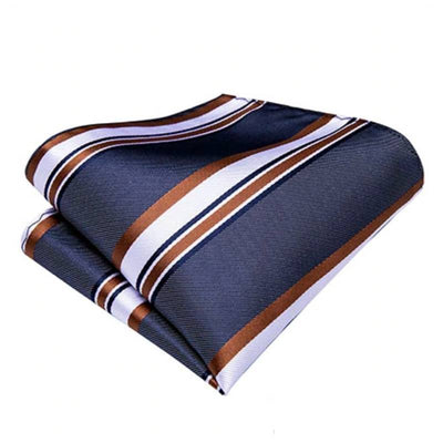 Gestreifte Krawatte in Marineblau, Weiß und Braun