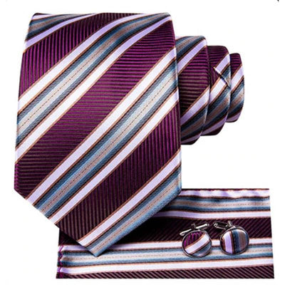 Gestreifte Krawatte in Mauve, Weiß Und Grau