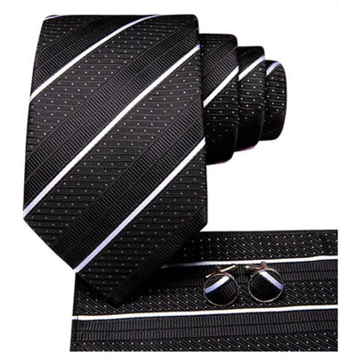Gestreifte Krawatte mit Punkten in Schwarz und Weiß