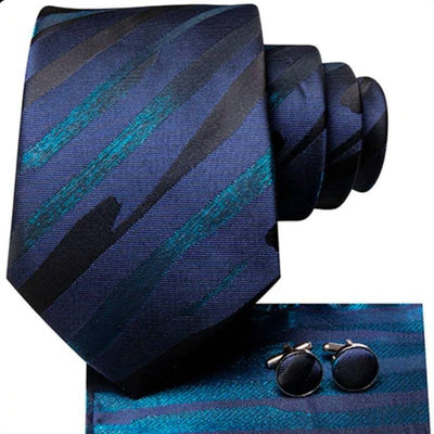 Gestreifte Krawatte Schwarz Und Blau