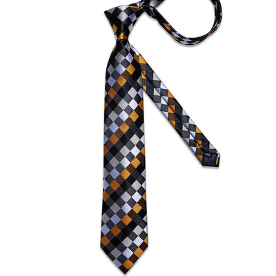 Krawatte Karo Schwarz, Weiß und Orange