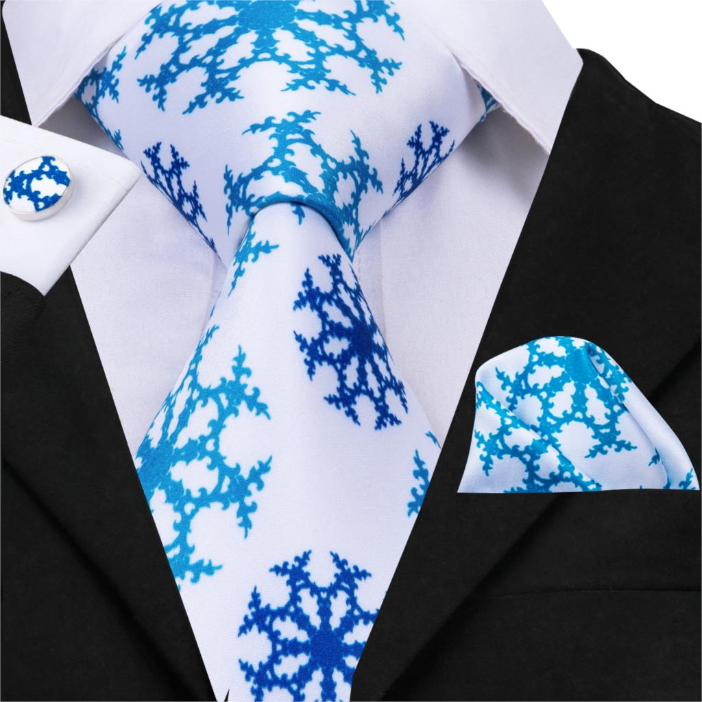 Weiße Krawatte mit blauer Schneeflocke