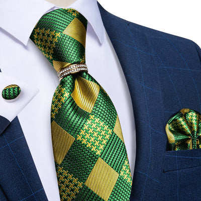 Krawatte Kariert Grün Und Gelb