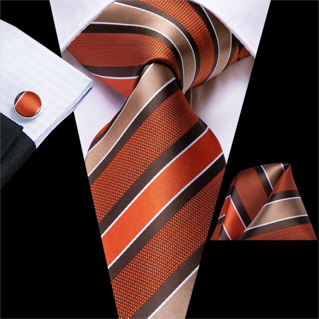 Gestreifte Krawatte Orange und Braun