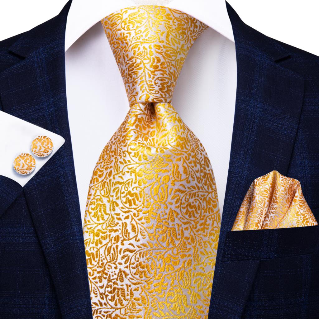 Blumige Krawatte in Gelb und Silber