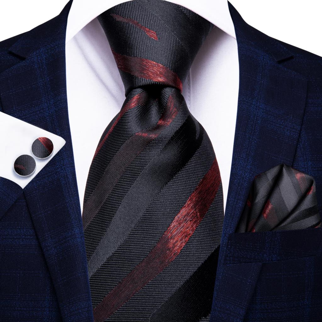 Gestreifte Krawatte Schwarz und Rot