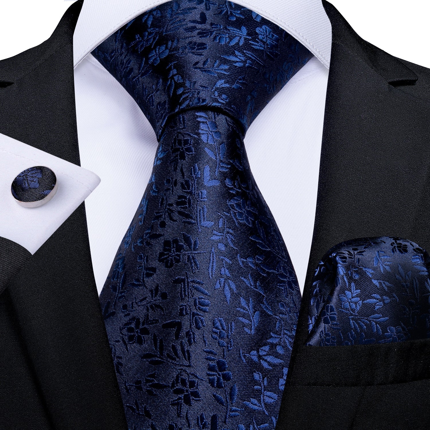 Blumige Krawatte Marineblau