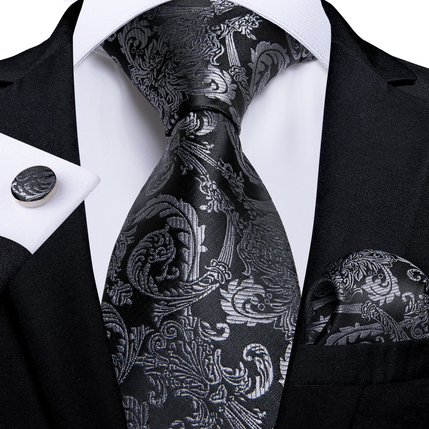 Blumige Krawatte Schwarz und Grau