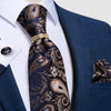 Krawatte Paisley Marineblau Und Beige