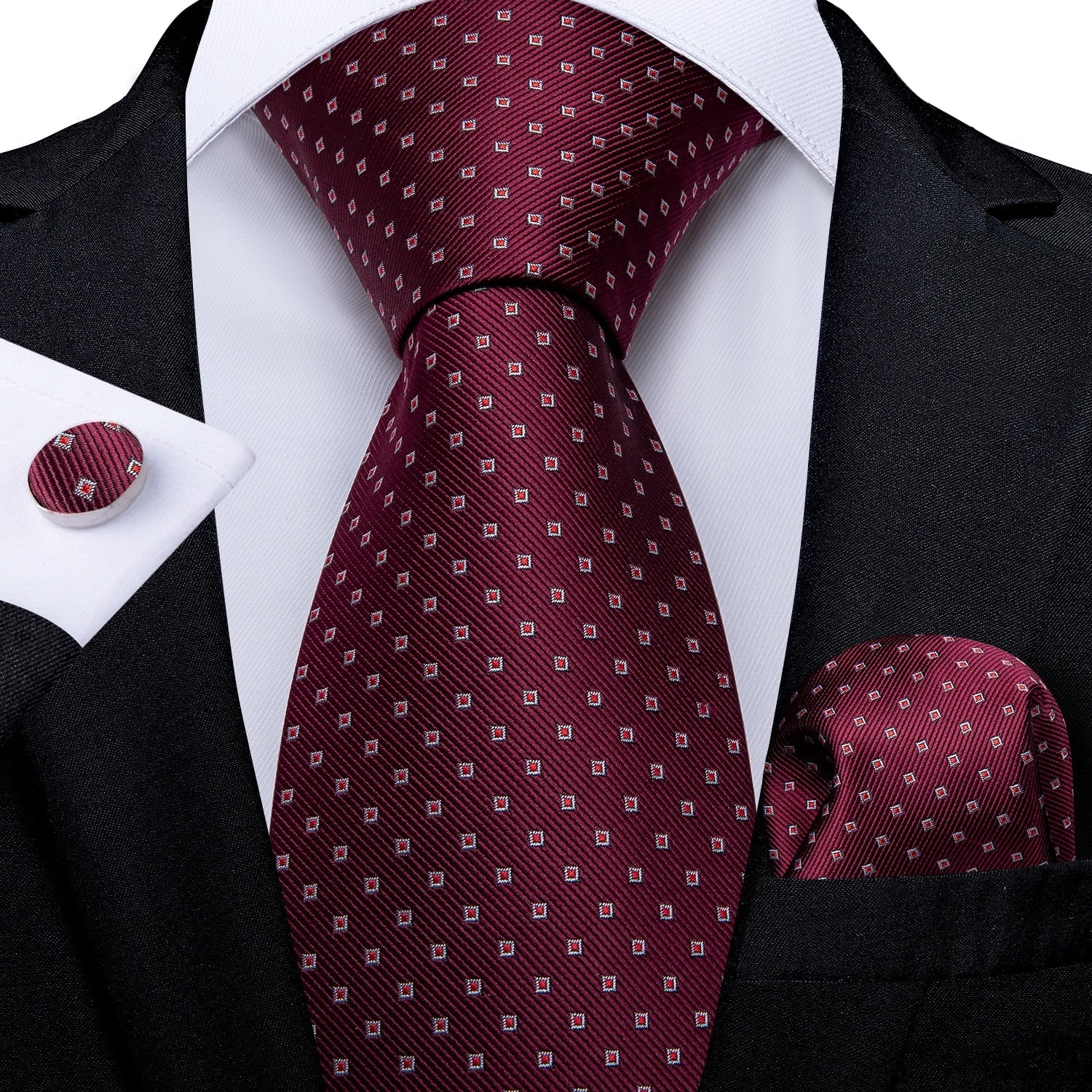 Bordeauxrote Krawatte mit rotem Muster