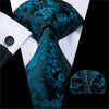 Schwarze Krawatte mit türkisblauen Blumen
