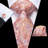 Beigefarbene Krawatte mit orangem und lilafarbenem Muster