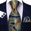 Krawatte Paisley Blau Und Gelb