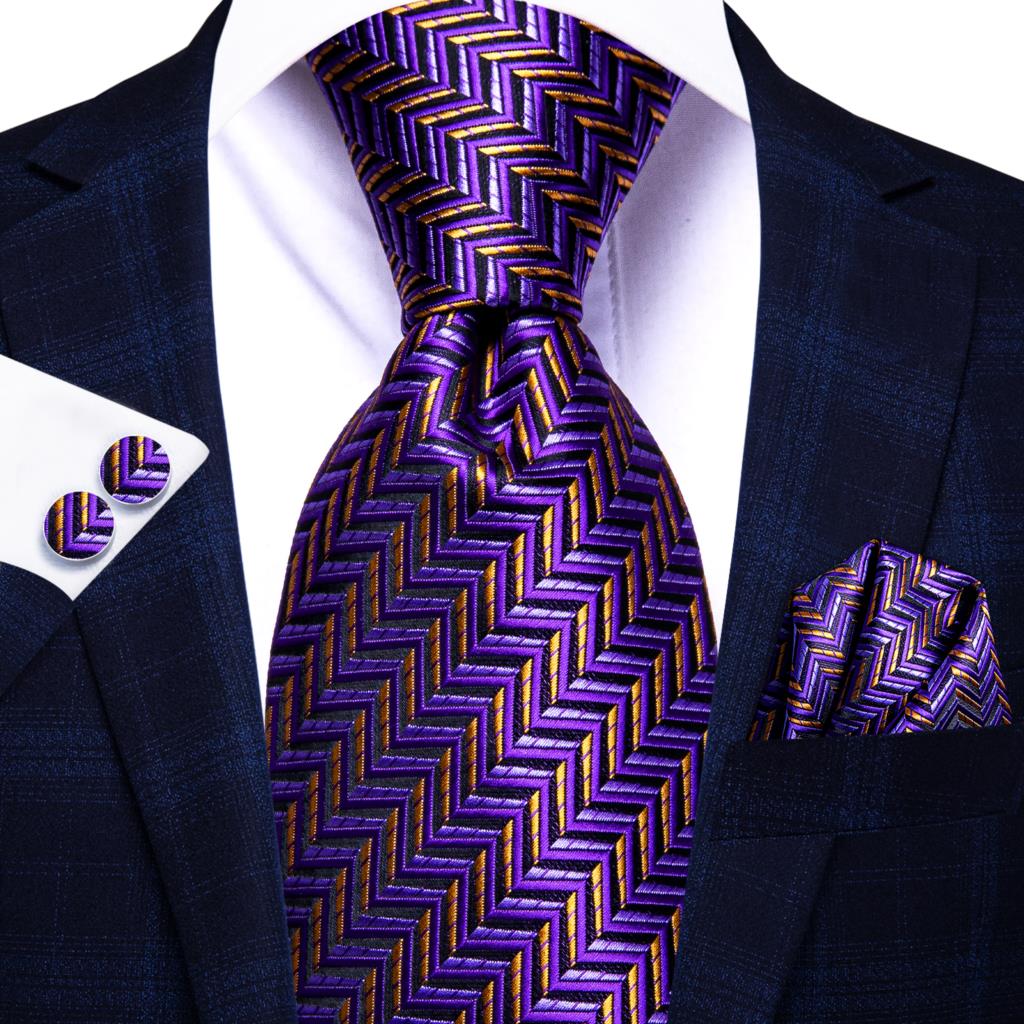 Gestreifte Krawatte in Violett und Gold