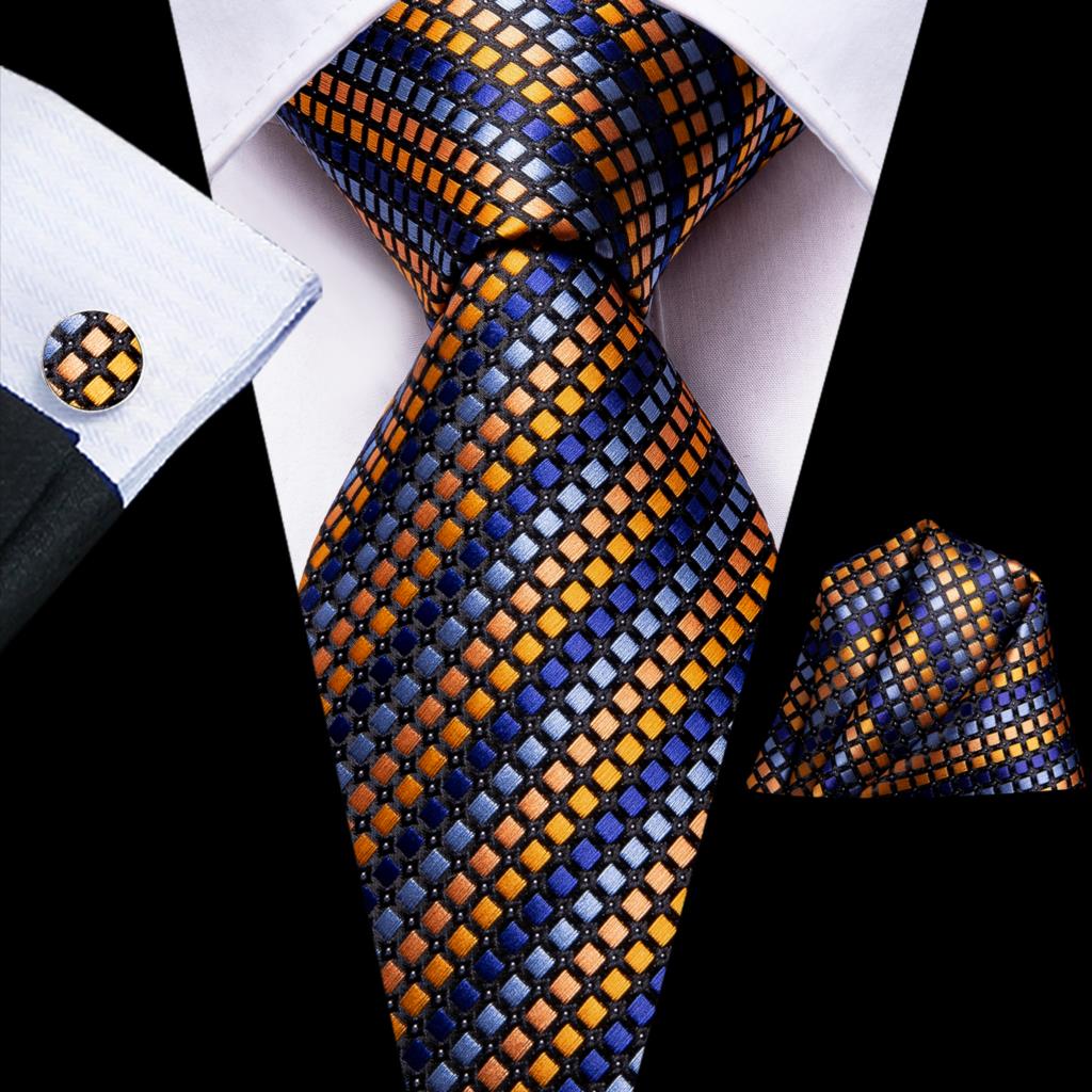 Gestreifte Krawatte in Blau, Himmelblau und Orange