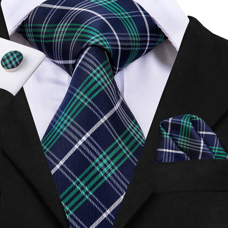 Blau, grün und weiß karierte Krawatte