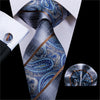 Silberne und Paisleyblaue Krawatte