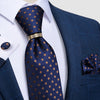 Krawatte Blau Mit Braunen Punkten