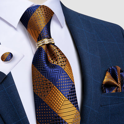 Orange Und Blau Karierte Krawatte
