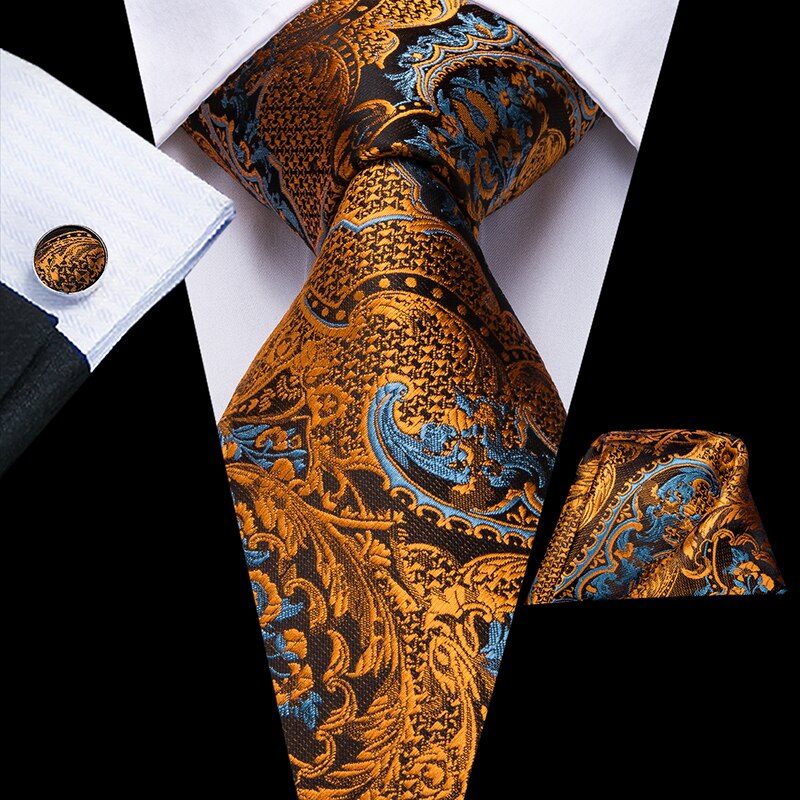 Geblümte Krawatte in Orange und Himmelblau