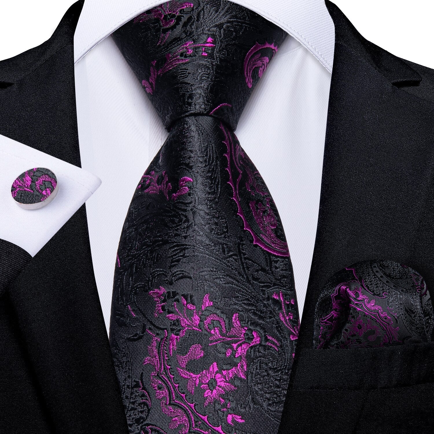 Krawatte Paisley Schwarz und Violett