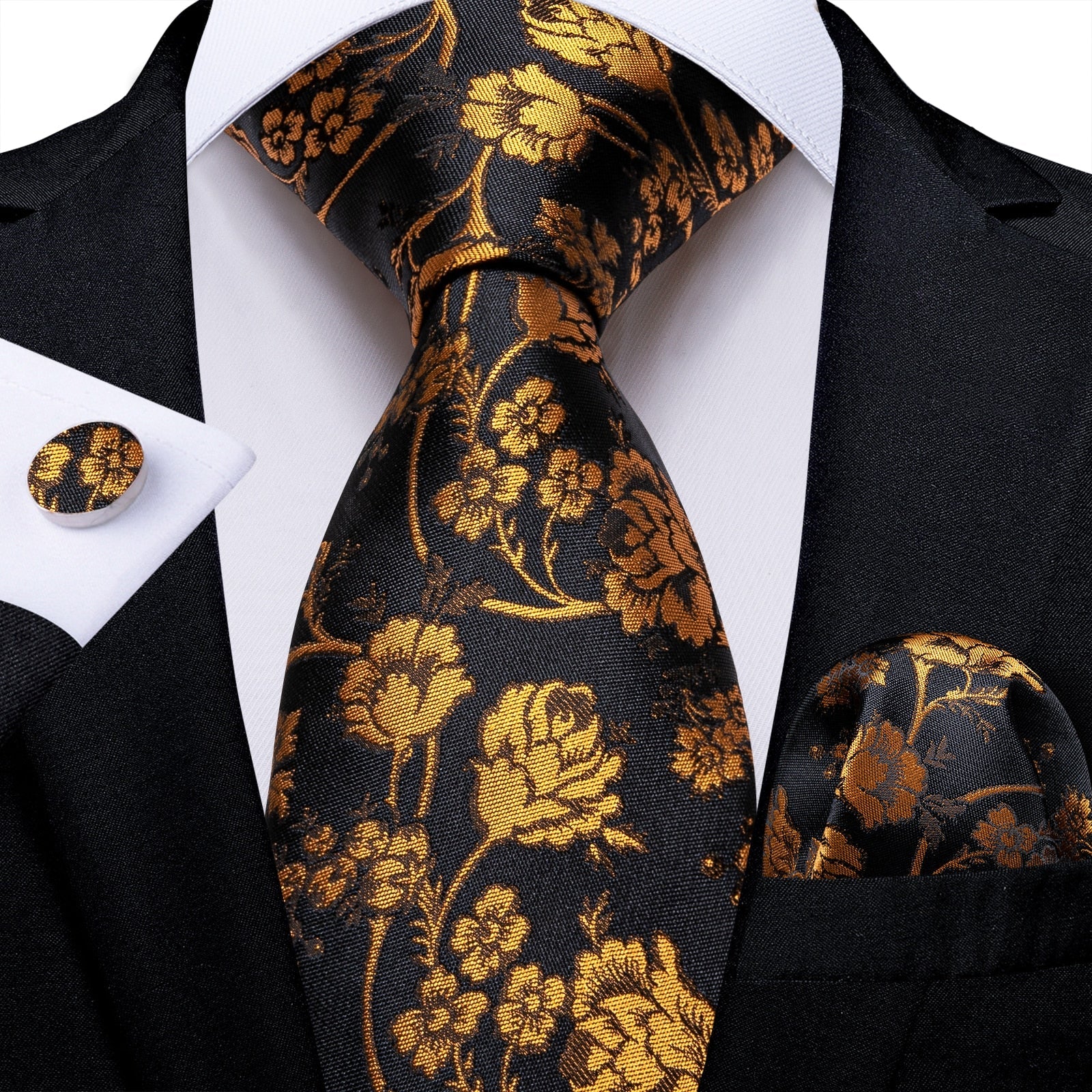 Schwarze Krawatte Mit Gelben Blumen