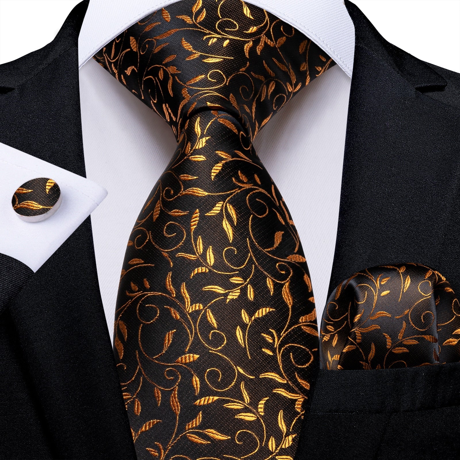 Blumige Krawatte in Gold und Braun