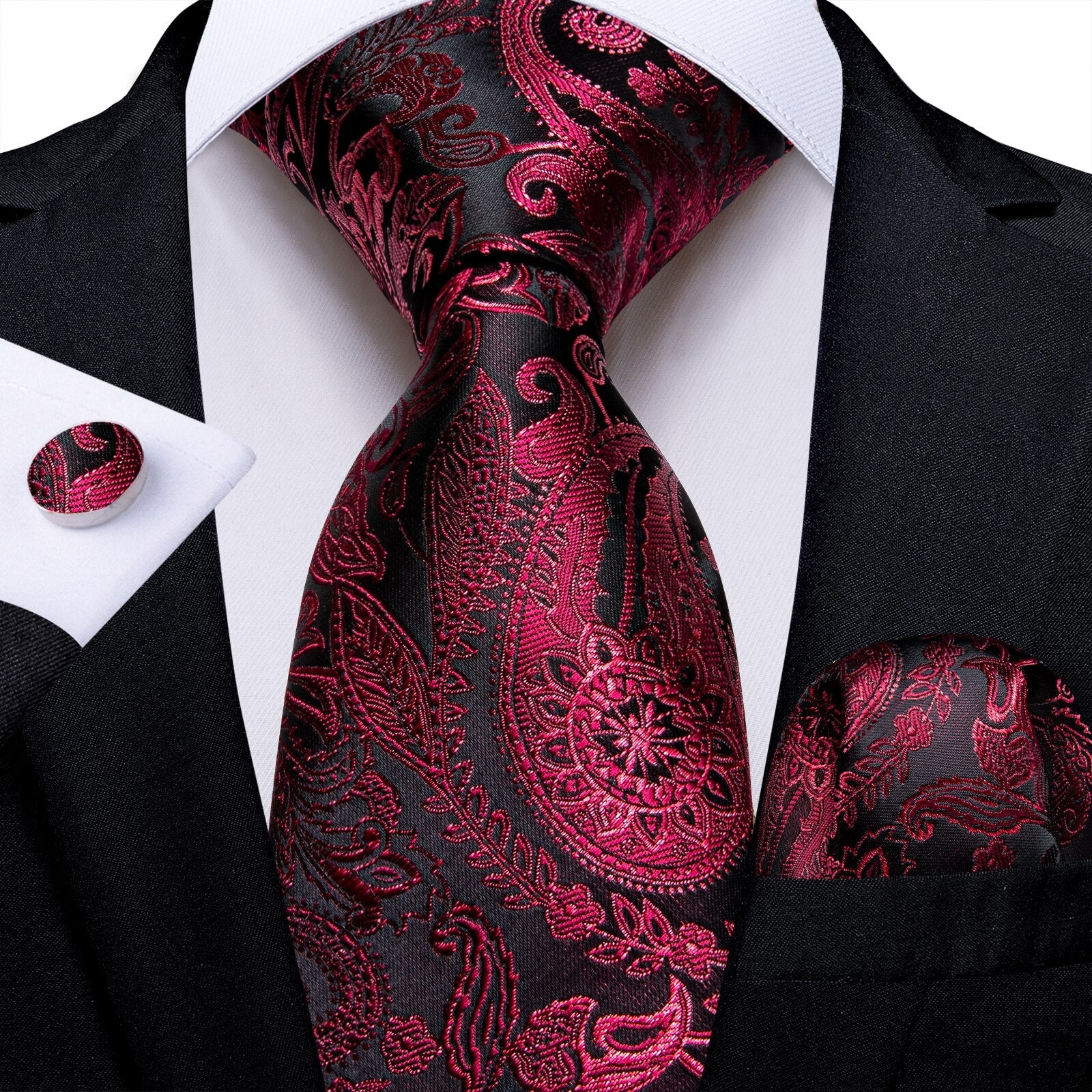 Kaschmir Krawatte Rot Rosa und Schwarz