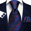 Gestreifte Krawatte Marineblau und Rot Mit Weißen Punkten