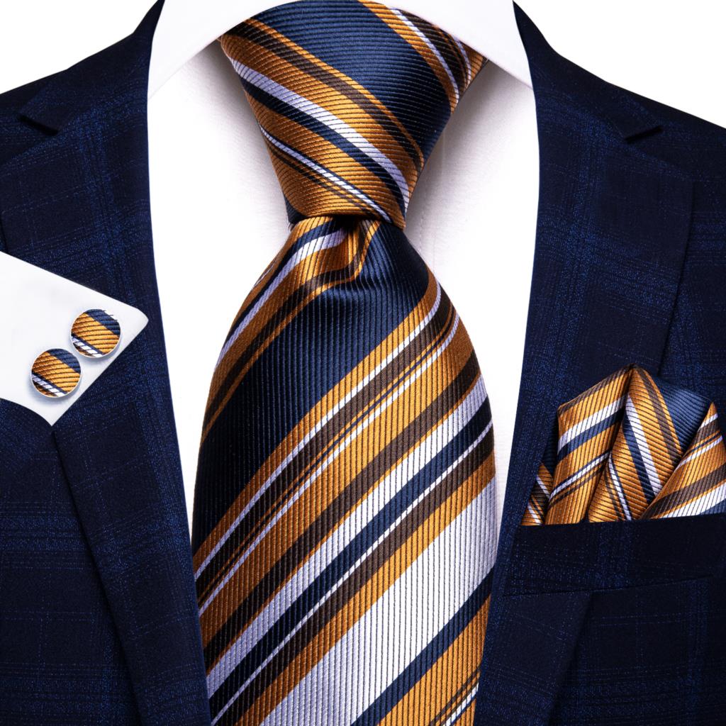 Gestreifte Krawatte in Orange, Blau und Weiß