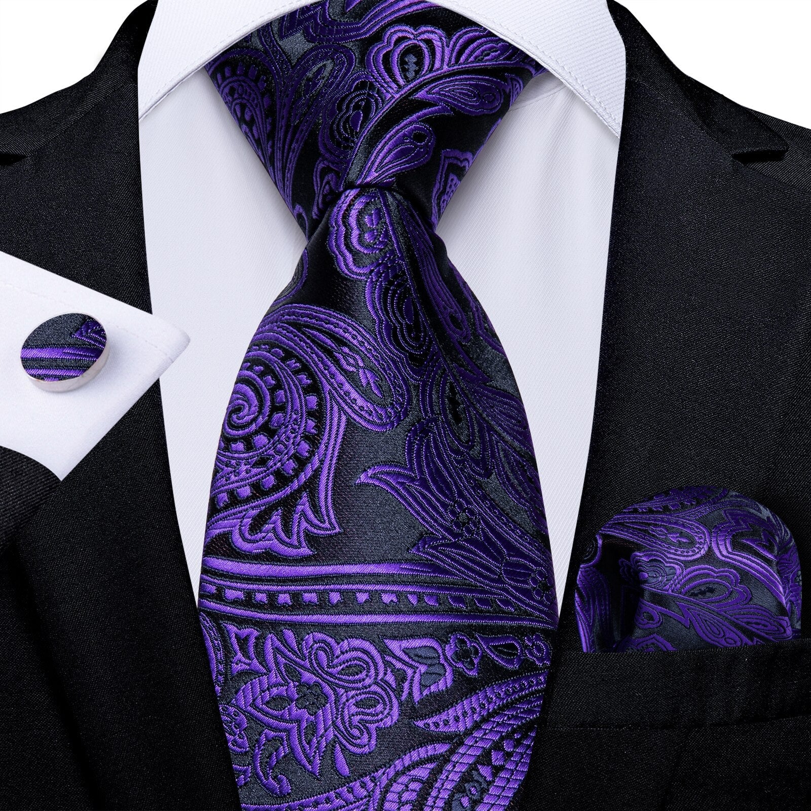 Krawatte Paisley Violett und Schwarz