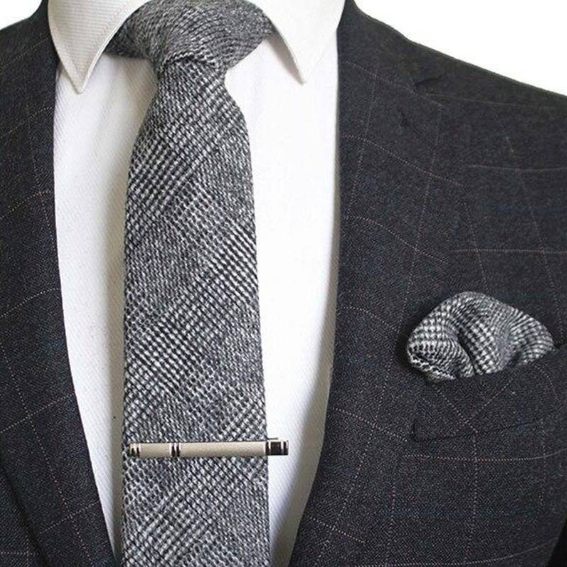Krawatte Wolle Grau