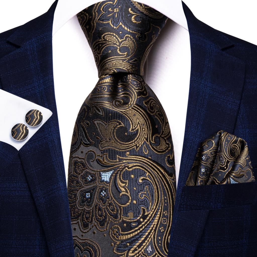 Krawatte Schwarz Und Gold Paisley