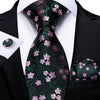 Schwarze Krawatte mit grünen Blumen und Rosen